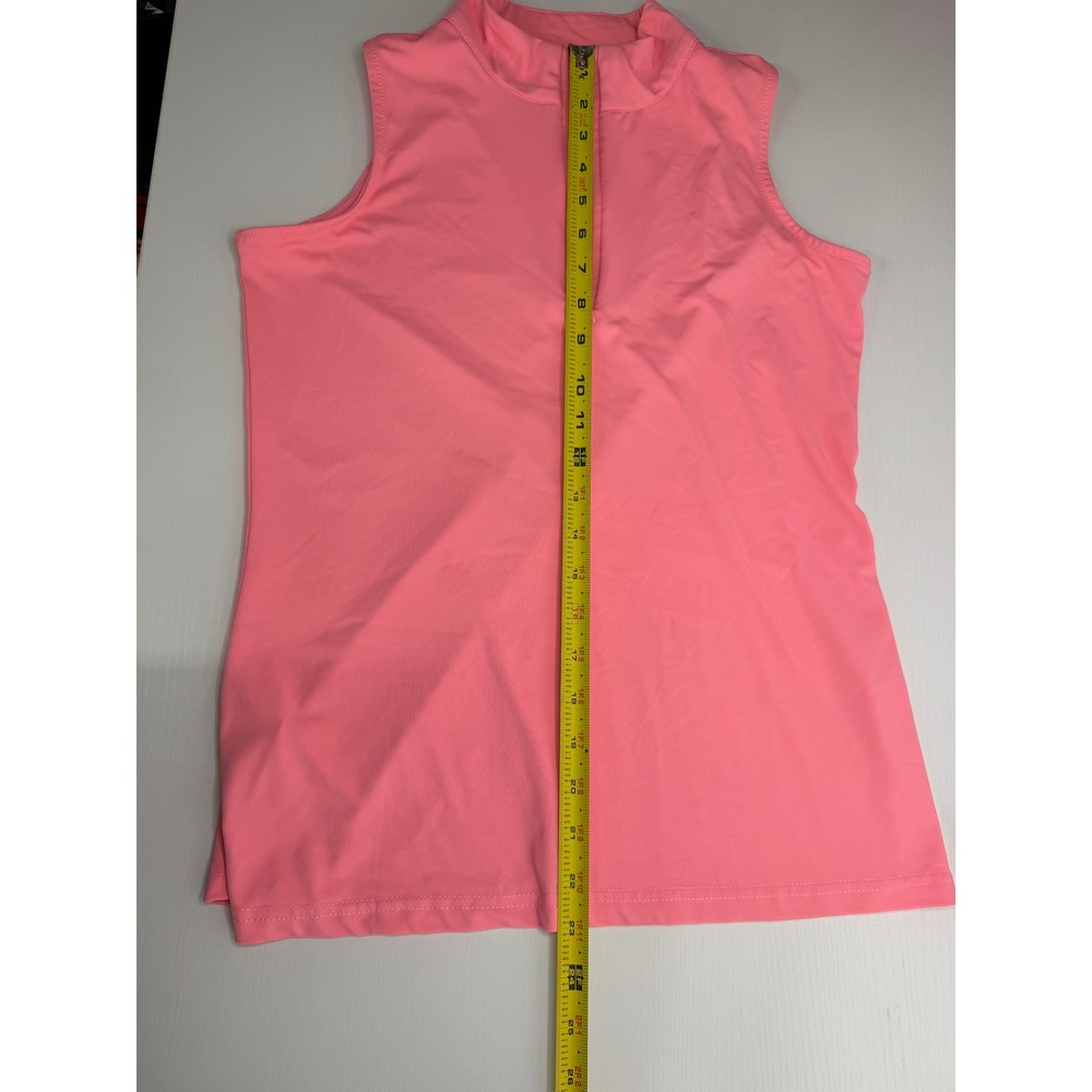 Lulu-B Womens Coral Pink Sleeveless Quarter Zip Mock Neck Golf Top XS - Picture 6 of 9